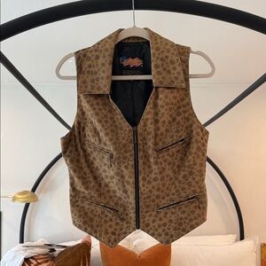 Vintage Cheetah Print Leather Vest